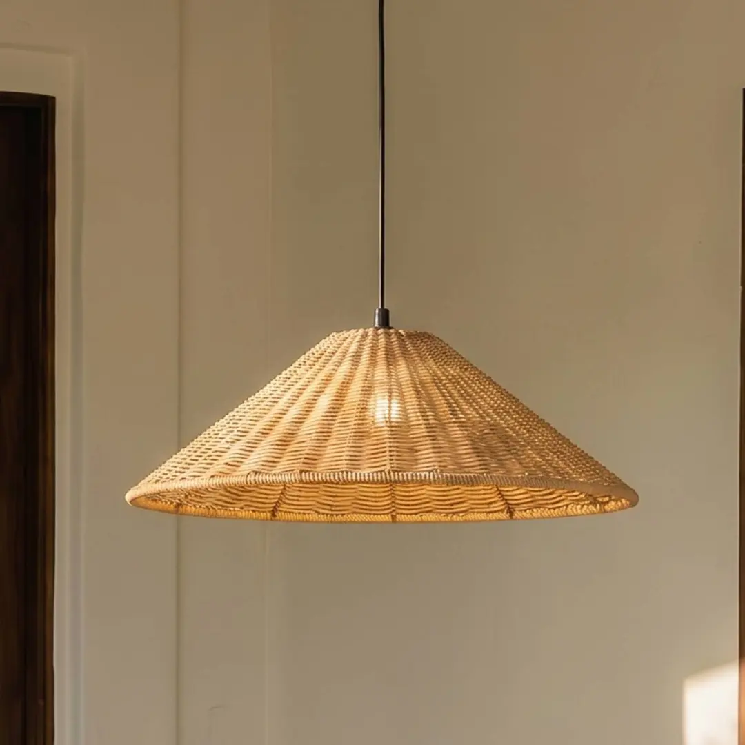 Lucande Hanglamp Buiten Rotan 1 Licht E27 - 60cm - Bruin/Zwart