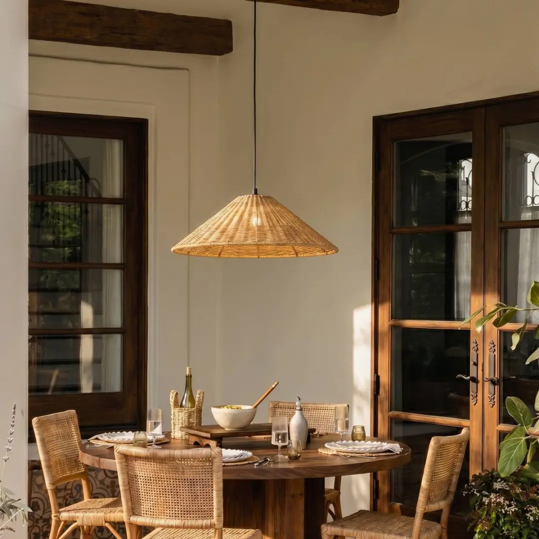Lucande Hanglamp Buiten Rotan 1 Licht E27