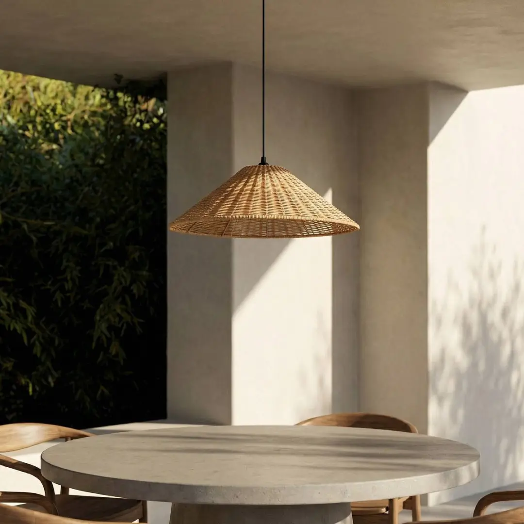 Lucande Hanglamp Buiten Rotan 1 Licht E27 - 60cm - Bruin/Zwart - afbeelding 6 van 6