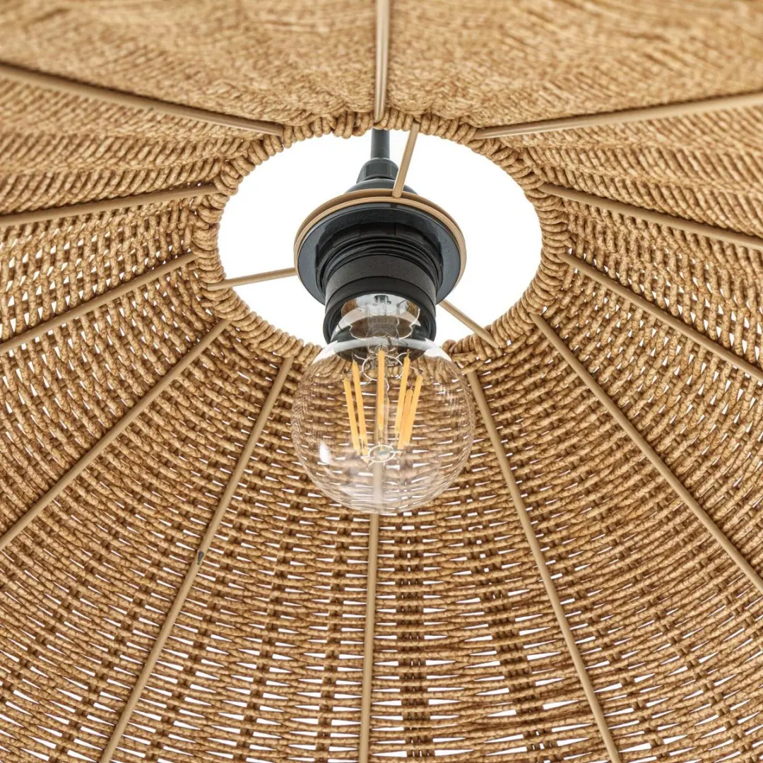 Lucande Hanglamp Buiten Rotan 1 Licht E27 - 60cm - Bruin/Zwart