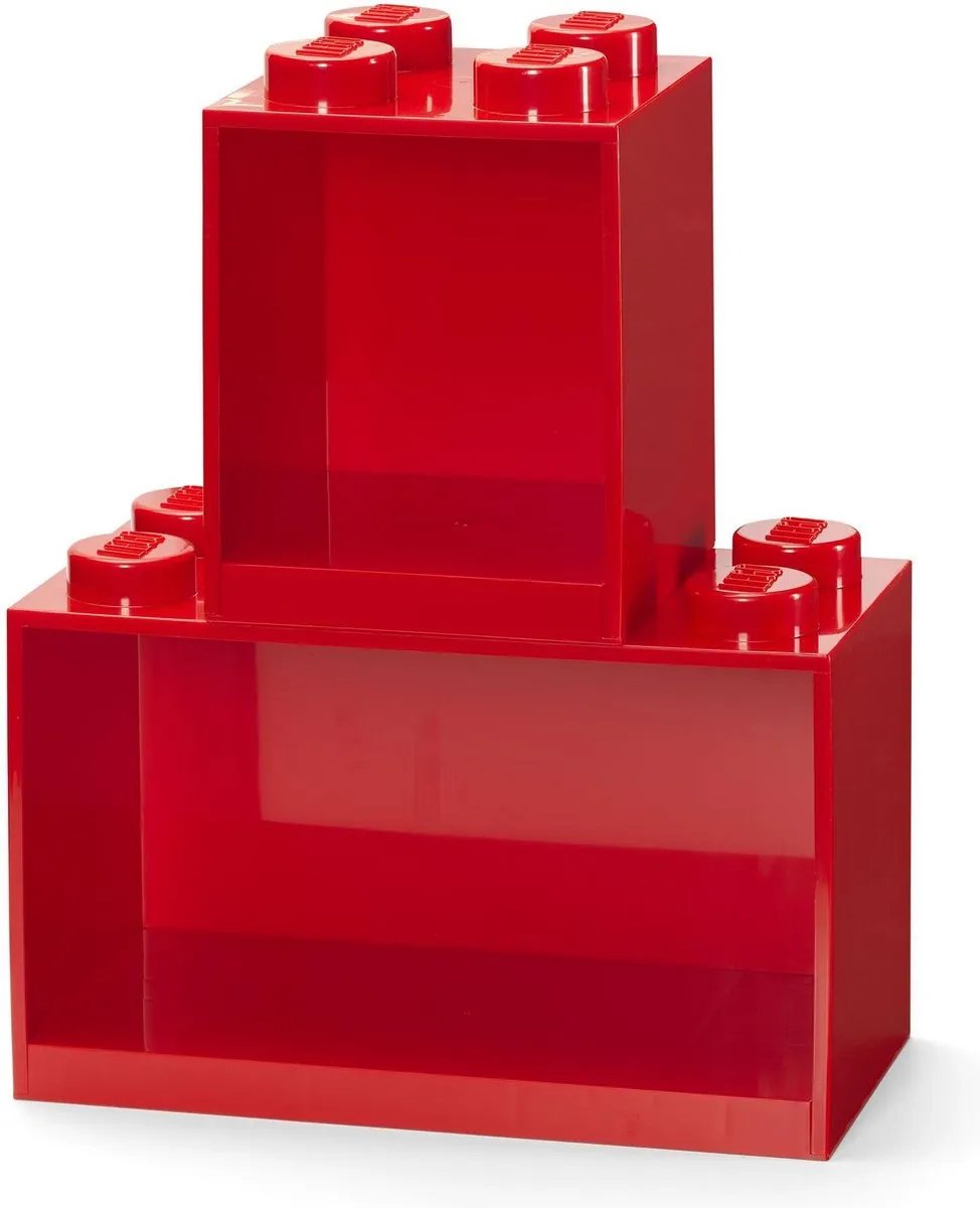 LEGO Iconic Brick Boekenplank 4 & 8 Noppen - 2 Stuks Rood