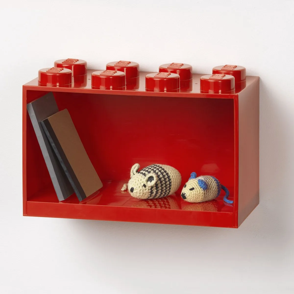 LEGO Iconic Brick Boekenplank 4 & 8 Noppen - 2 Stuks Rood