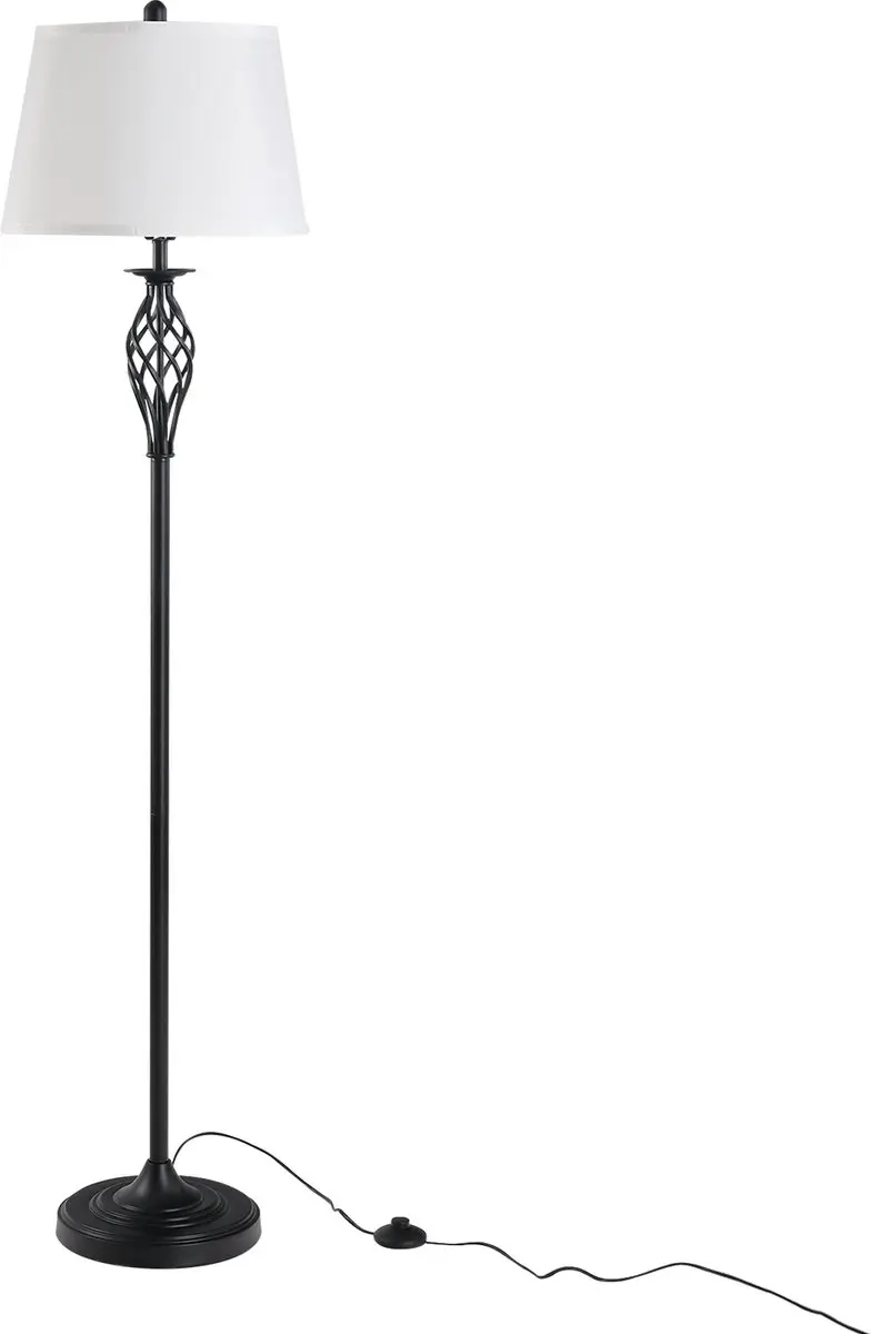 Homcom Set van 3 Lampen - 2 Tafellampen + Vloerlamp - Wit - afbeelding 6 van 6