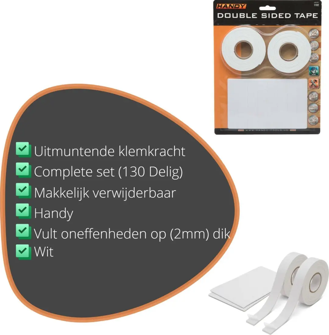 Handy Foam Tape Dubbelzijdig 130 Stuks - Wit