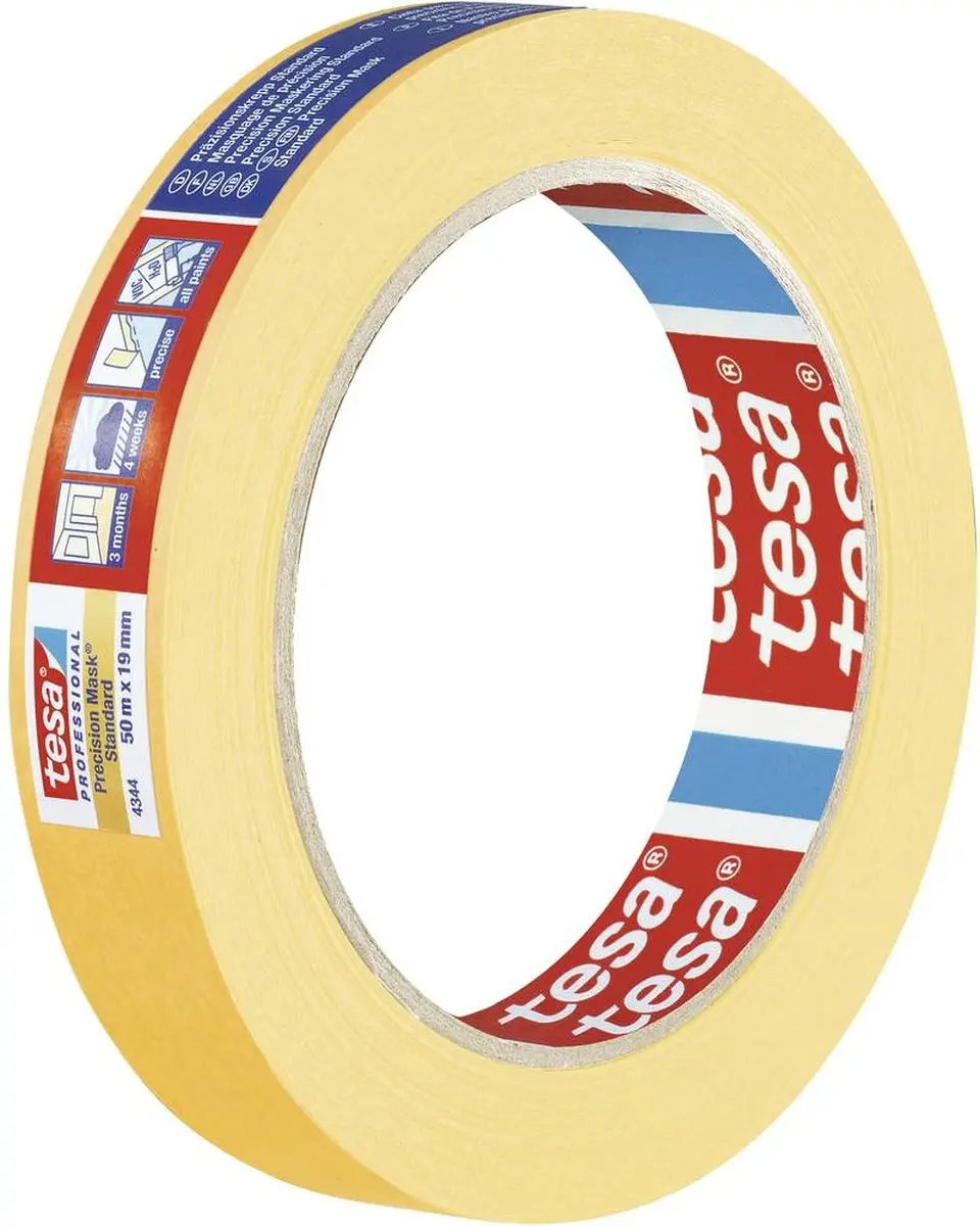 Tesa Precision Standard 04344-00004-00 Maskeertape Geel 50m x 19mm