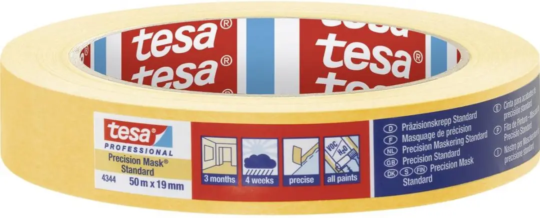 Tesa Precision Standard 04344-00004-00 Maskeertape Geel 50m x 19mm