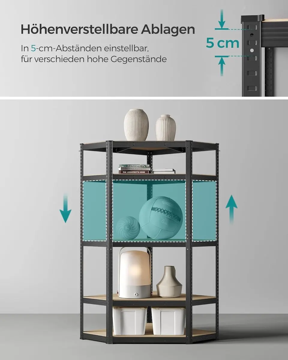 Songmics GLR080B01 Opbergrek 5-laags - 875 kg - Zwart/Beige - afbeelding 6 van 6