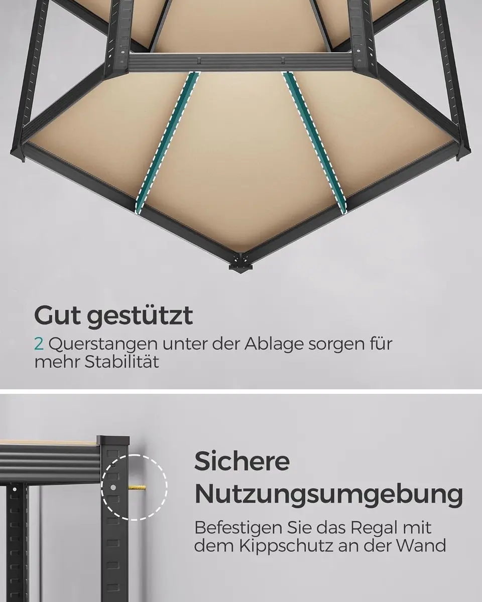 Songmics GLR080B01 Opbergrek 5-laags - 875 kg - Zwart/Beige - afbeelding 4 van 6
