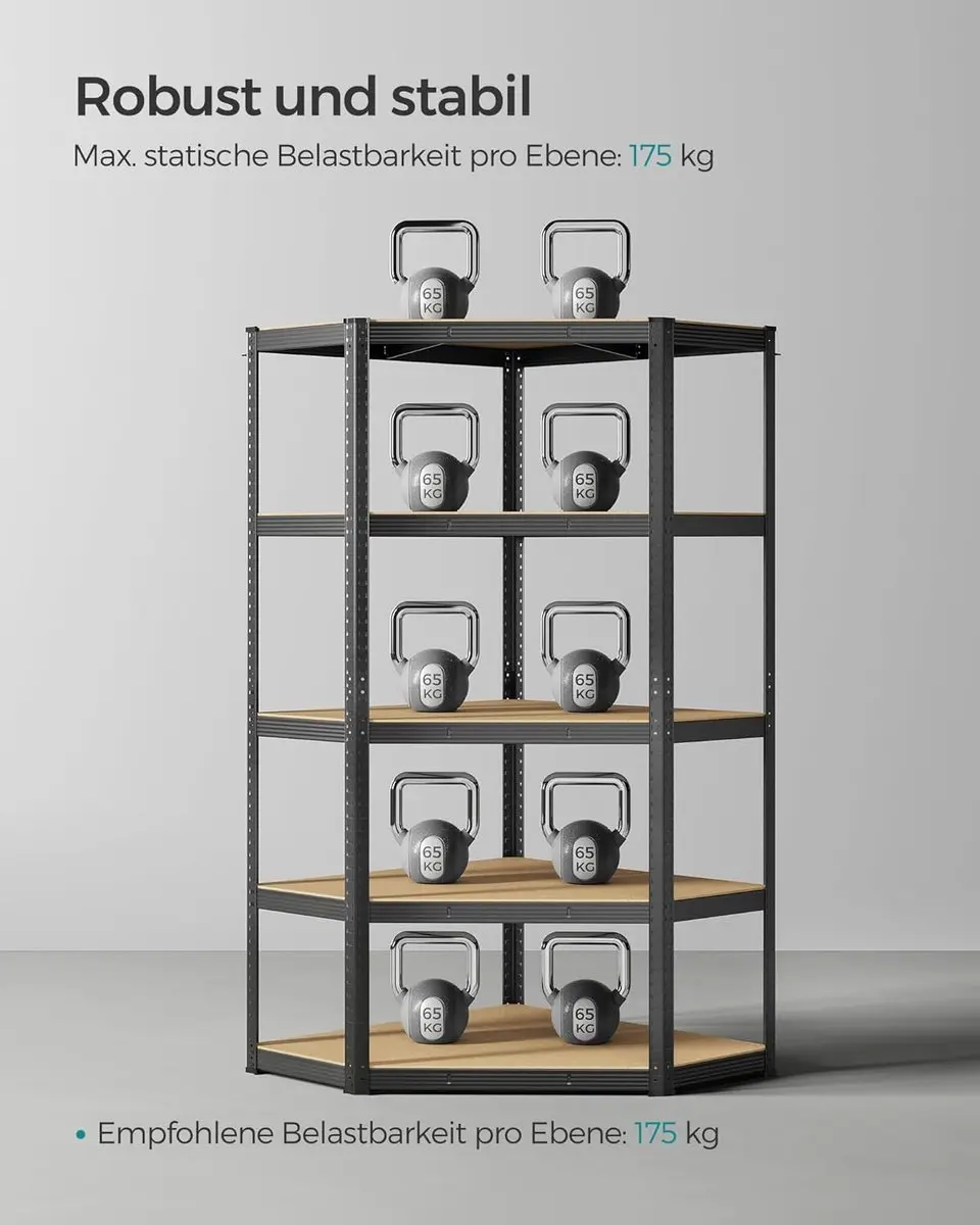 Songmics GLR080B01 Opbergrek 5-laags - 875 kg - Zwart/Beige - afbeelding 5 van 6