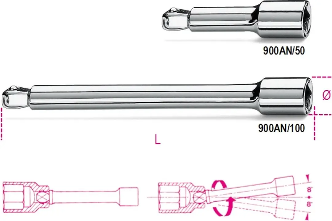 Beta Verlengstuk 50mm 1/4" Kogelgewricht 900AN/50