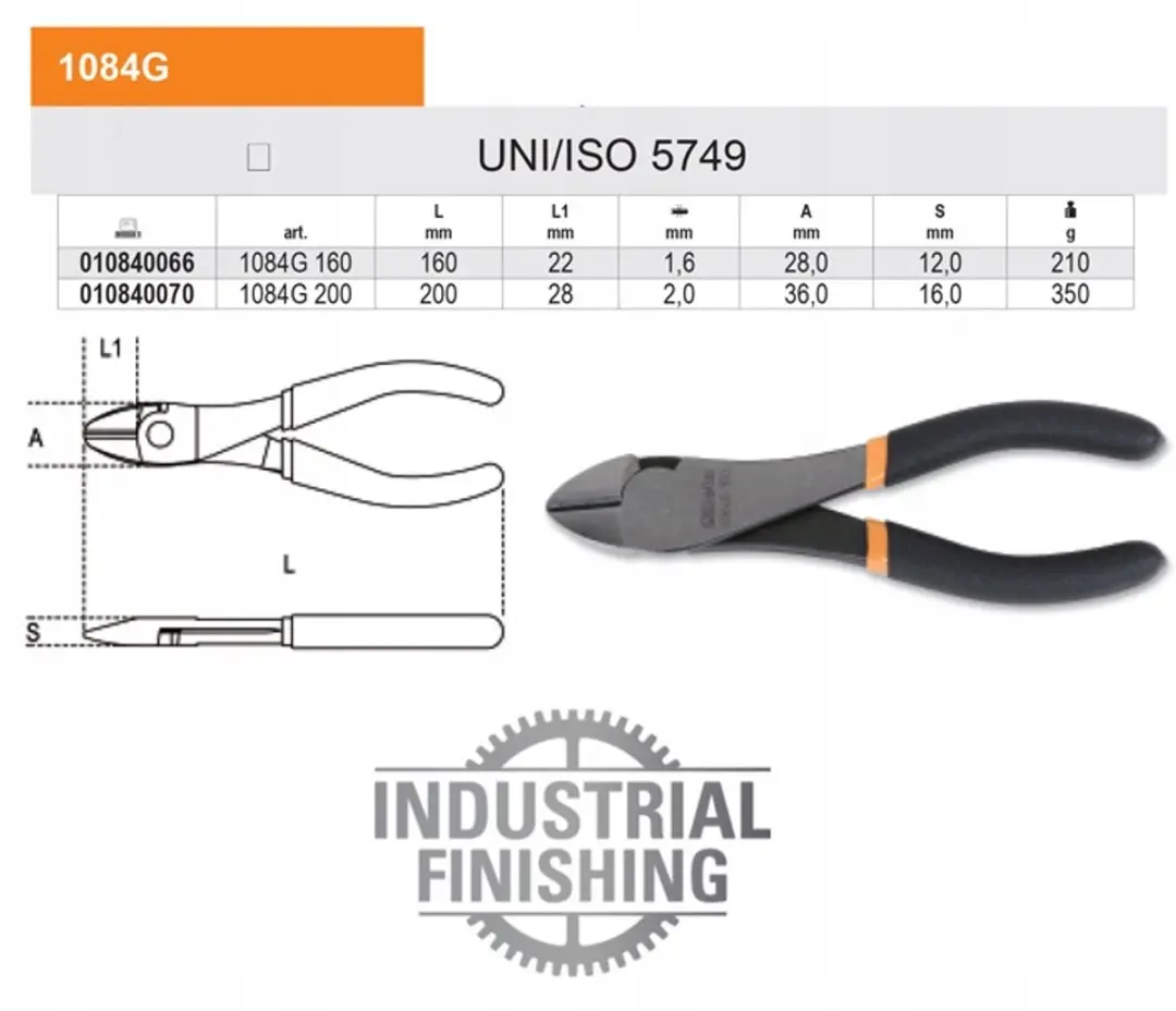 Beta Zijsnijtang 160mm - Versterkt PVC Handvat