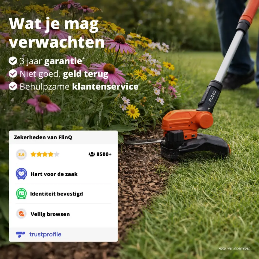 FlinQ Accu Grastrimmer 26cm - Incl. accu & oplaadstation