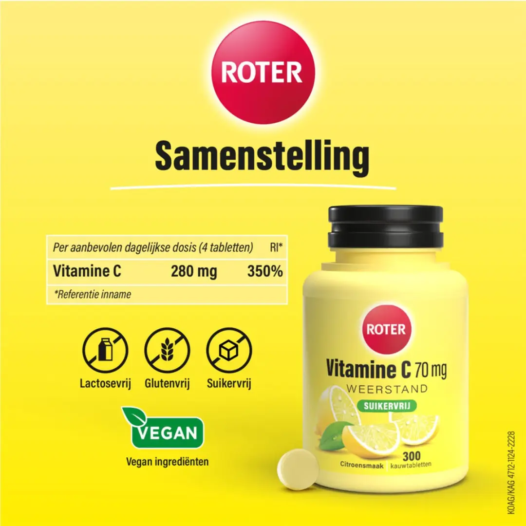 Roter Vitamine C 70mg Suikervrij - 4x300 Tabletten