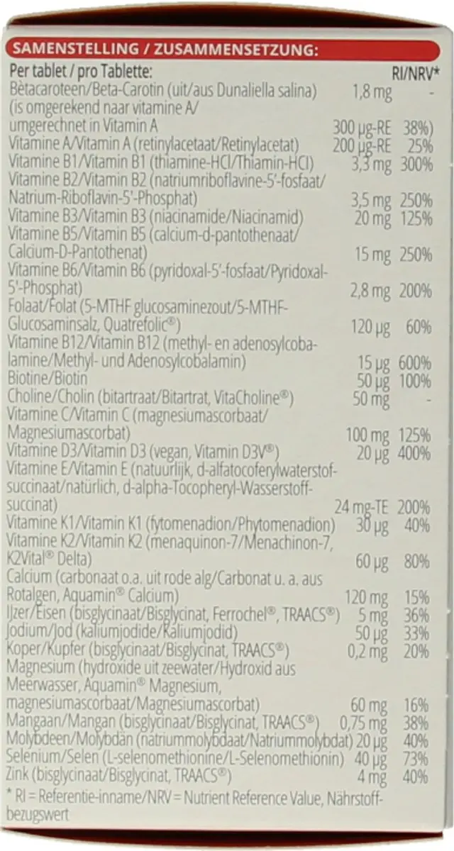 Vitals Elke Dag Basis Multivitamine 60 tabletten - afbeelding 6 van 6