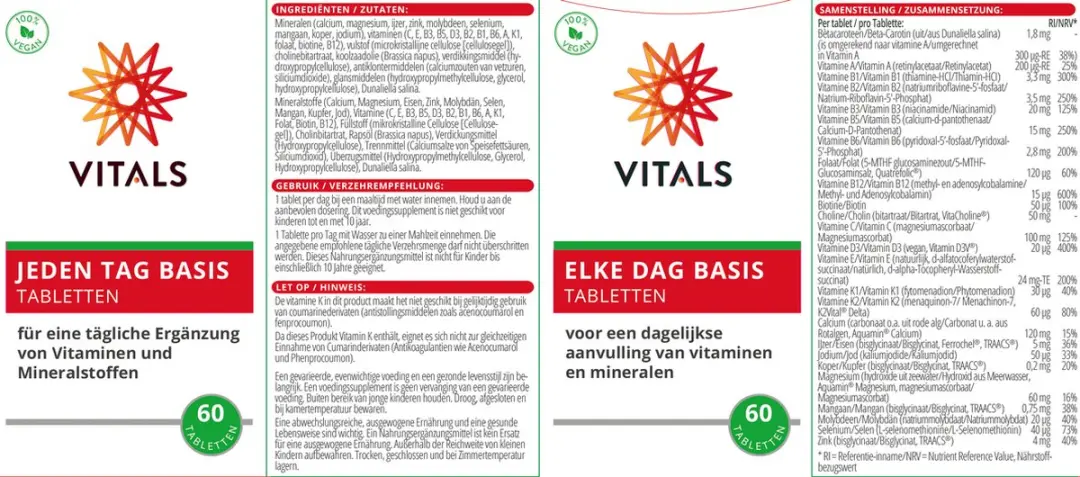 Vitals Elke Dag Basis Multivitamine 60 tabletten