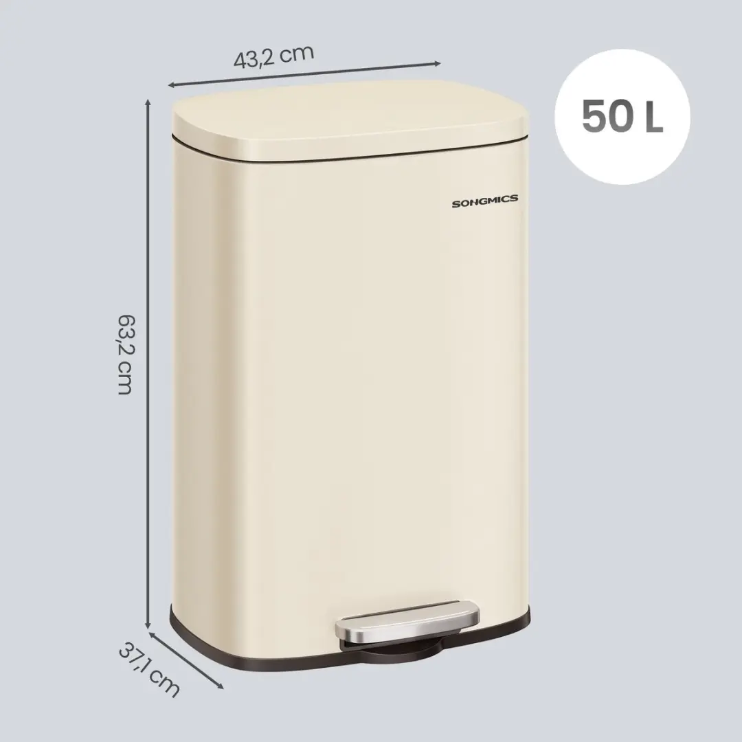 Songmics Keukenafvalbak 50L - Beige - afbeelding 3 van 6