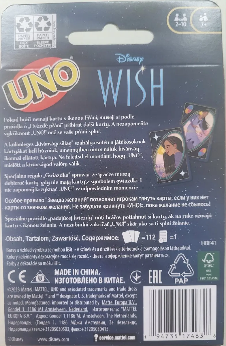 Mattel UNO Disney Wish Kaartspel - 2-10 Spelers