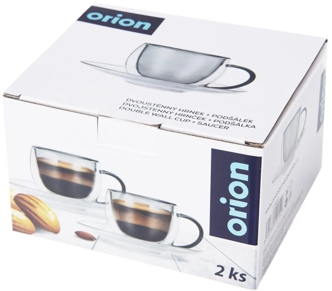 Orion Thermische Espresso Kopjes 90ml - Set van 2 - Transparant/Zwart