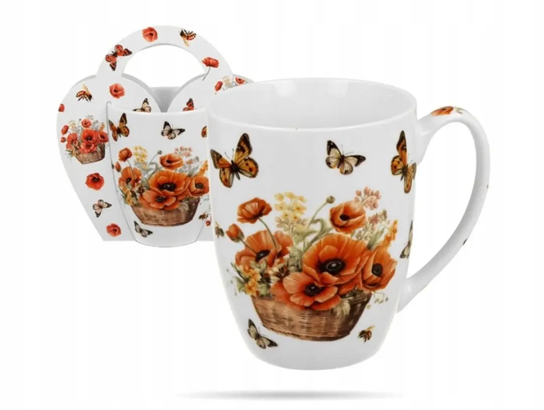Duo Porseleinen Mok Bloemendesign 350ml - Veelkleurig