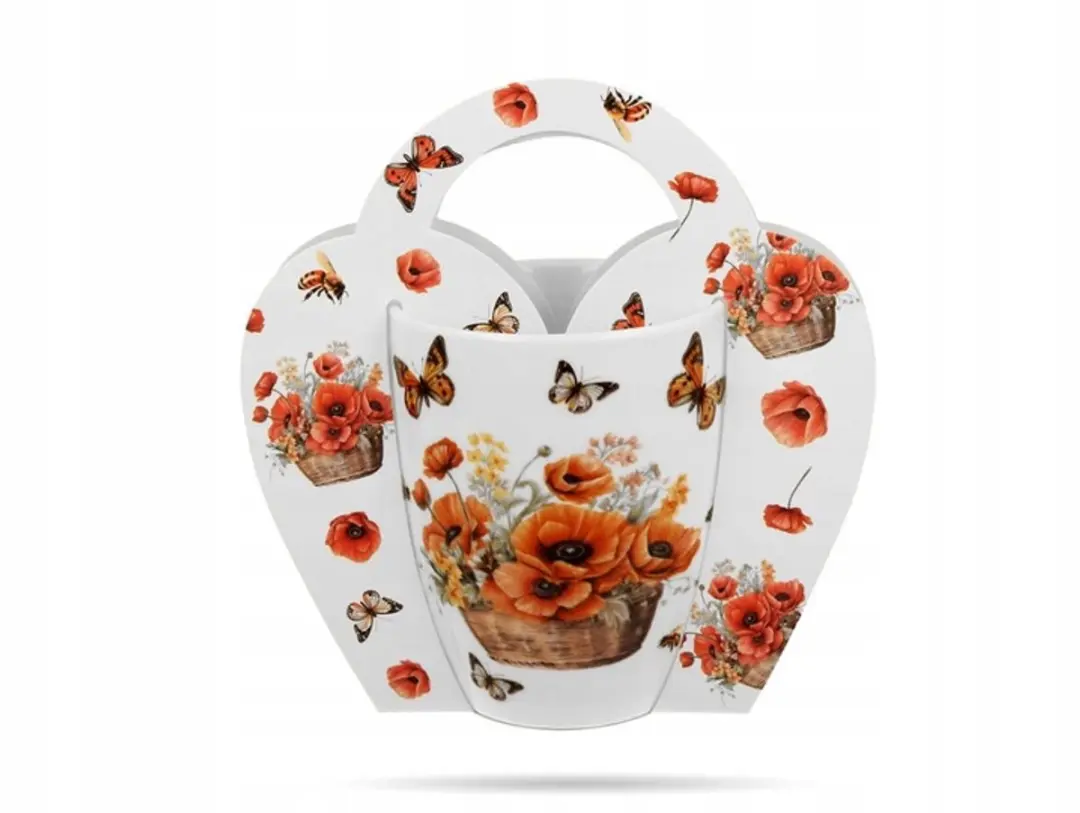 Duo Porseleinen Mok Bloemendesign 350ml - Veelkleurig