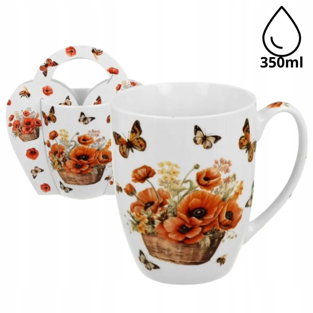 Duo Porseleinen Mok Bloemendesign 350ml - Veelkleurig