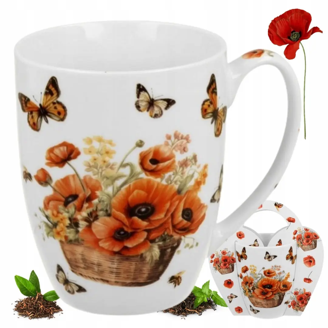 Duo Porseleinen Mok Bloemendesign 350ml