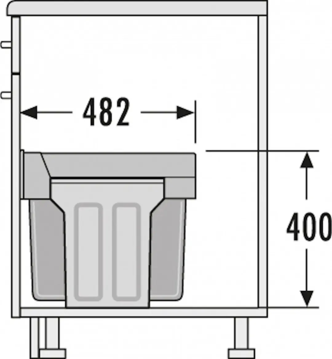 Hailo Tandem AE366685 Inbouw Prullenbak 28L - 2 Compartimenten - Zwart