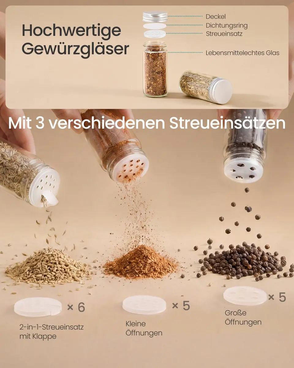 Songmics Draaiend Kruidenrek 16 Potjes - Mat Wit/Natuurlijk Beige - afbeelding 6 van 6