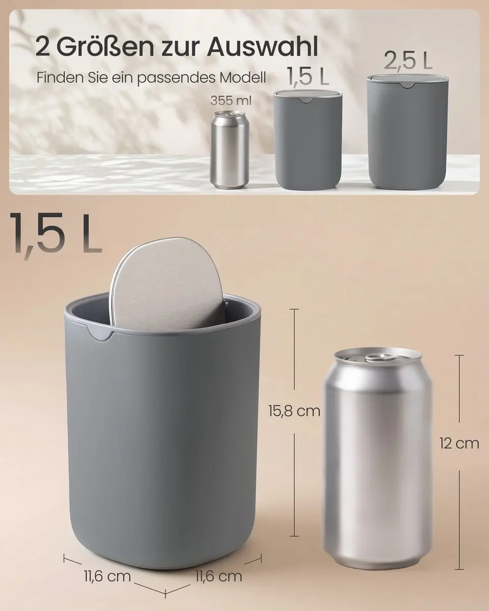 Songmics Tafelprullenbak 5L - Grijs