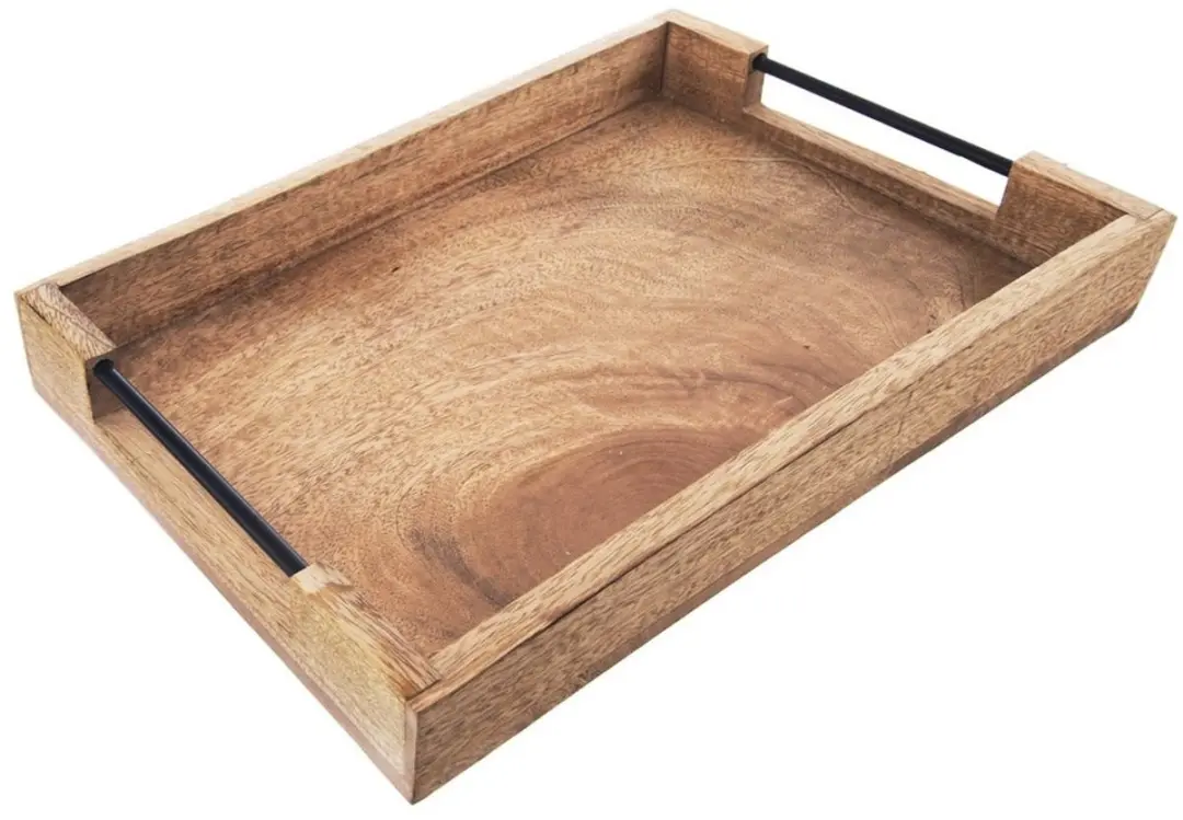 Orion Mango Houten Serveertray 40,5x30,5x6cm - Natuurlijk/Zwart