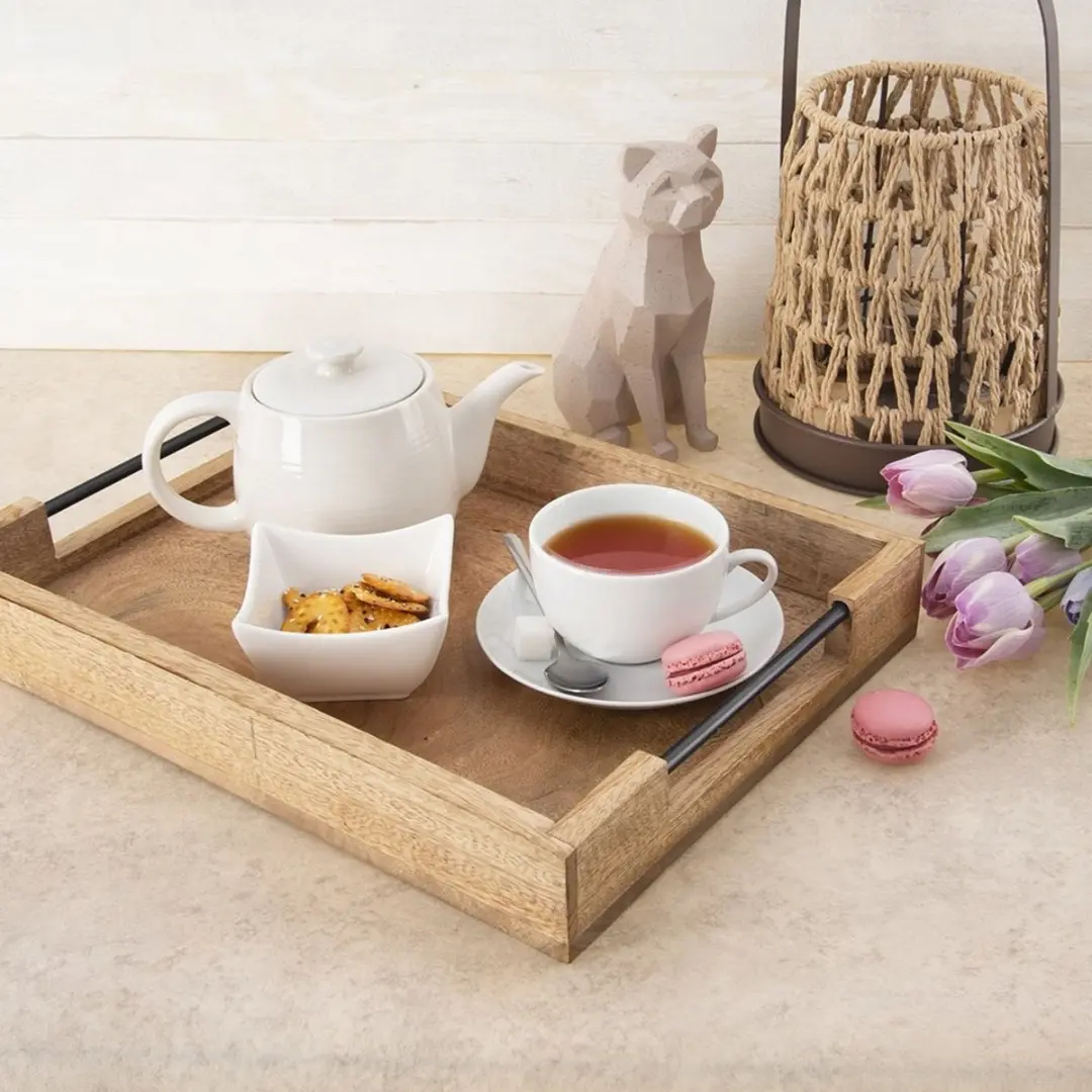 Orion Mango Houten Serveertray 40,5x30,5x6cm - Natuurlijk/Zwart
