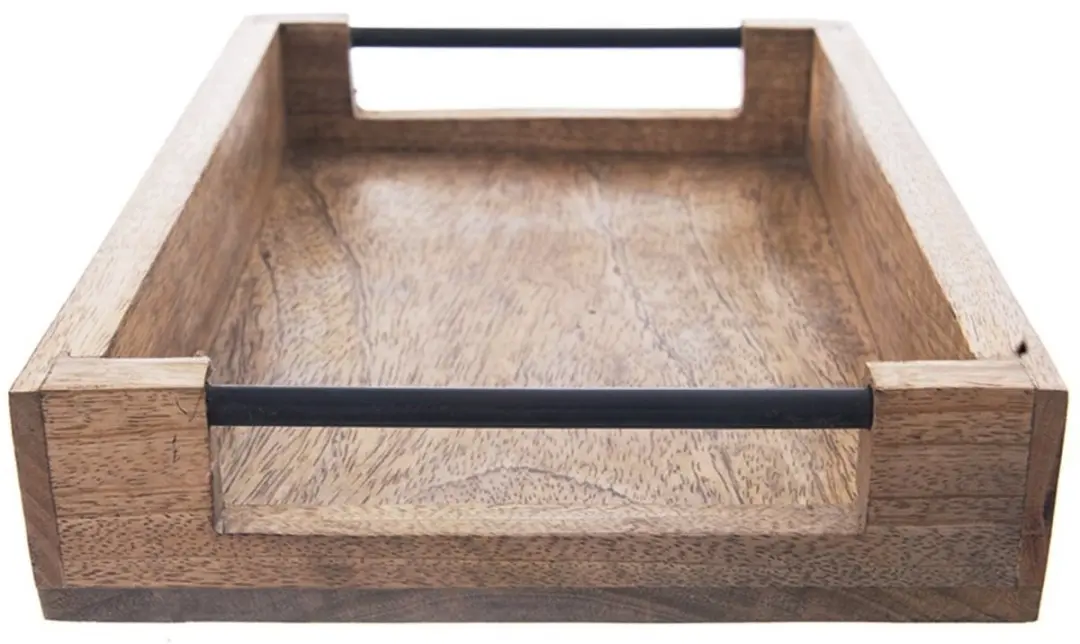 Orion Mango Houten Serveertray 40,5x30,5x6cm - Natuurlijk/Zwart