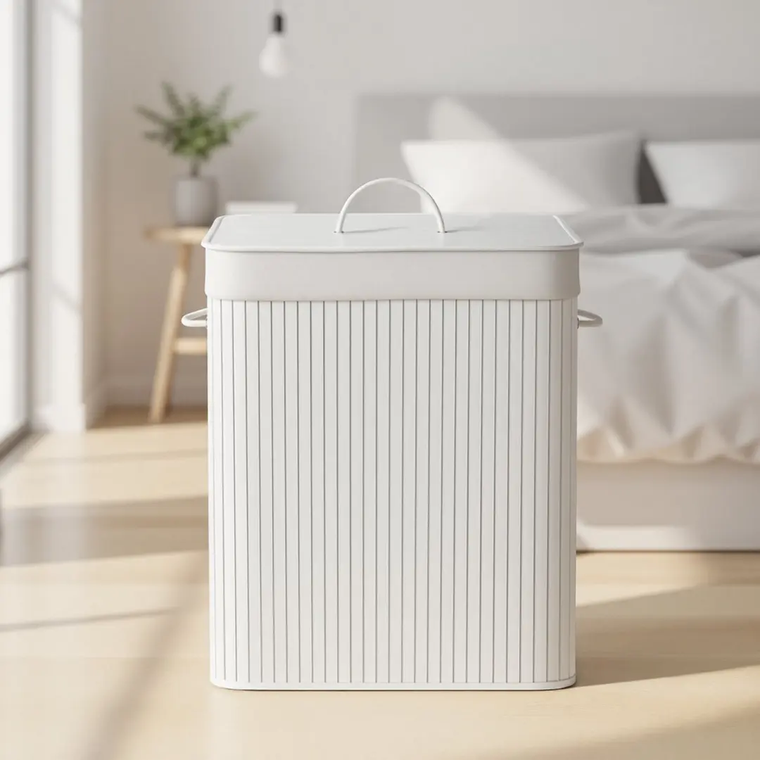 Songmics Wasmand met deksel 120L - Wit - afbeelding 5 van 6