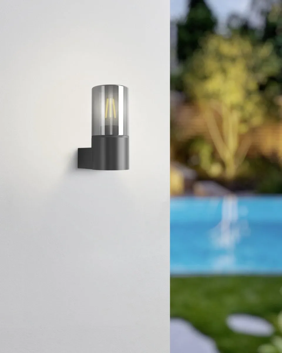 Eglo Cropani Wandlamp E27 - 19,5 cm - Zwart/Grijs/Transparant