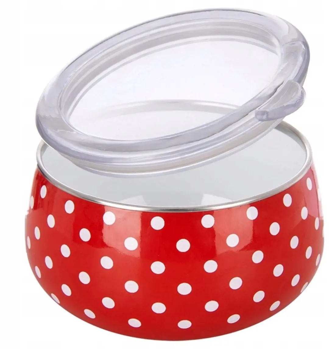 Orion Emalieren Kom Rood Polka Dot 600ml