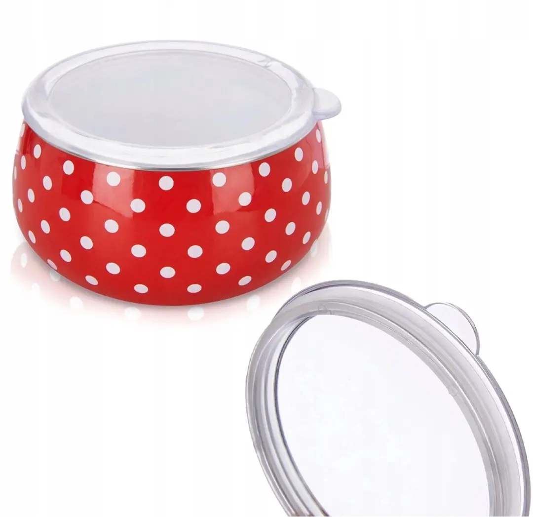 Orion Emalieren Kom Rood Polka Dot 600ml