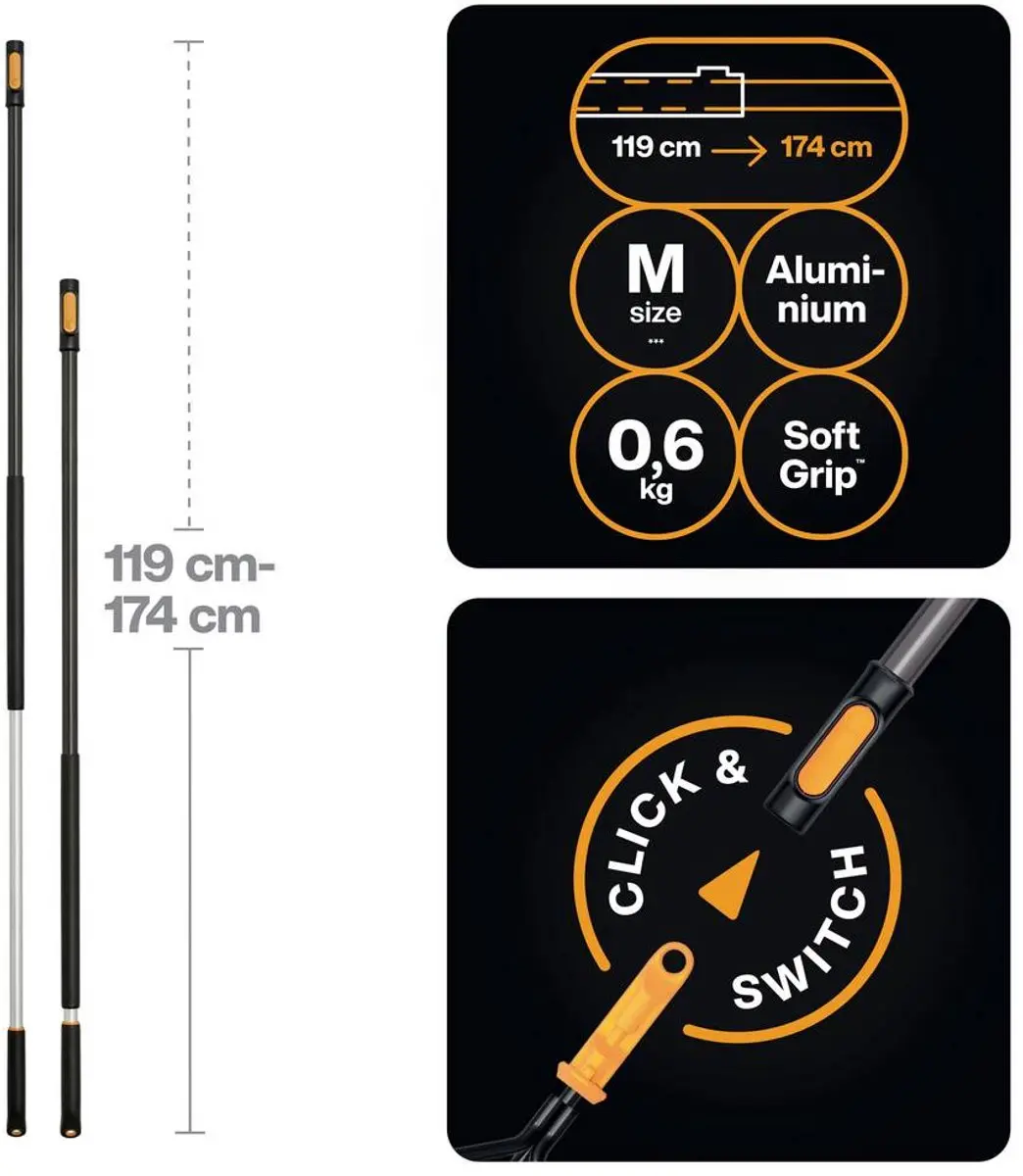 Fiskars QuikFit Telescoopsteel 1740mm