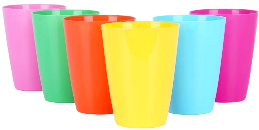 Excellent Houseware Plastic Bekers 280ml - 6 Stuks Meerkleuren