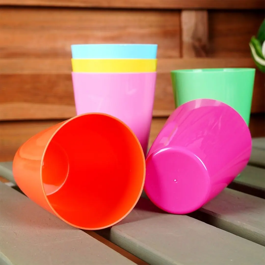 Excellent Houseware Plastic Bekers 280ml - 6 Stuks Meerkleuren