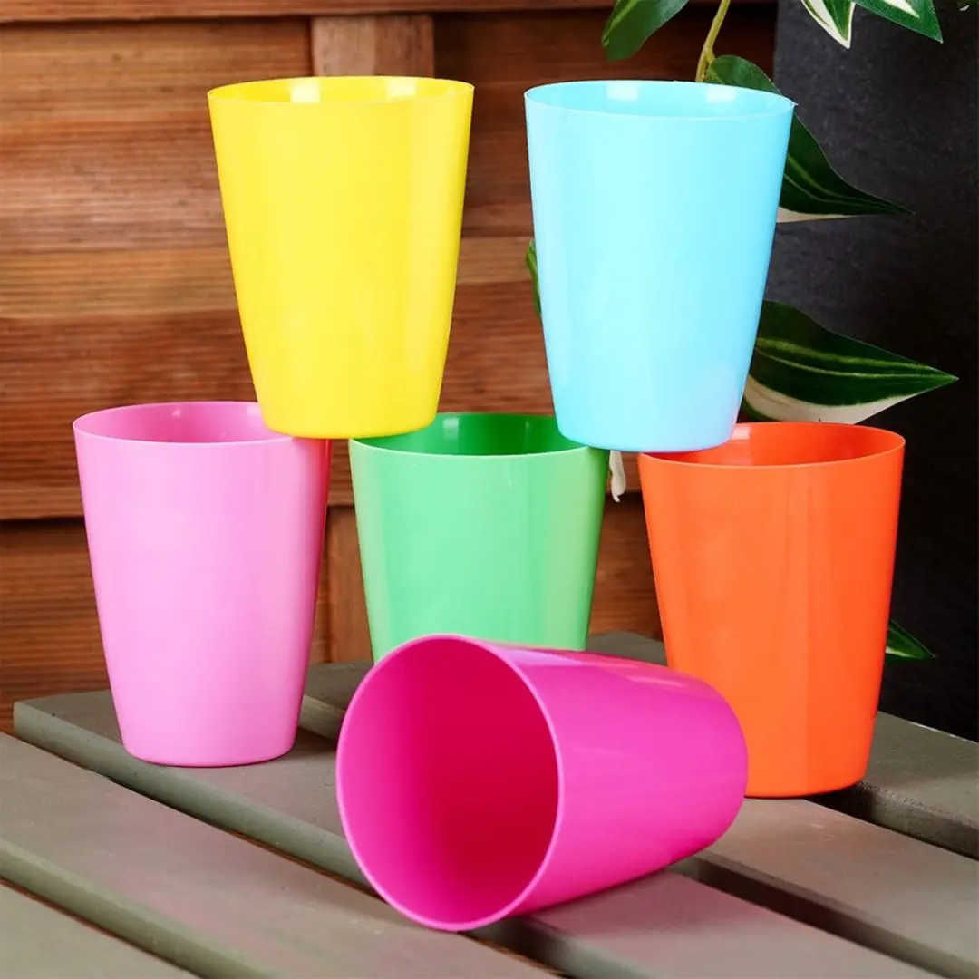 Excellent Houseware Plastic Bekers 280ml - 6 Stuks Meerkleuren