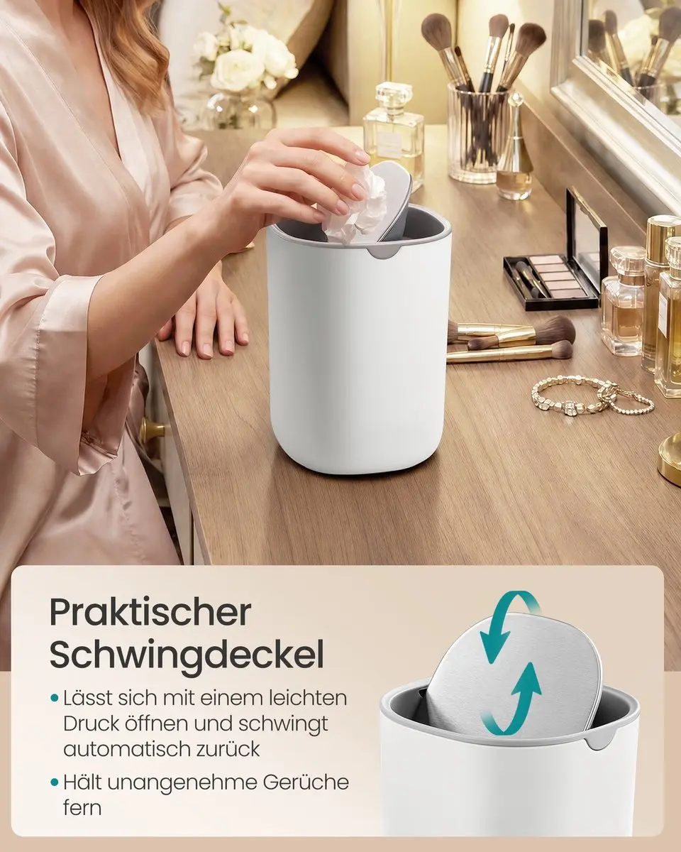 Songmics Tafelafvalbak 5L - Wit roestvrij staal