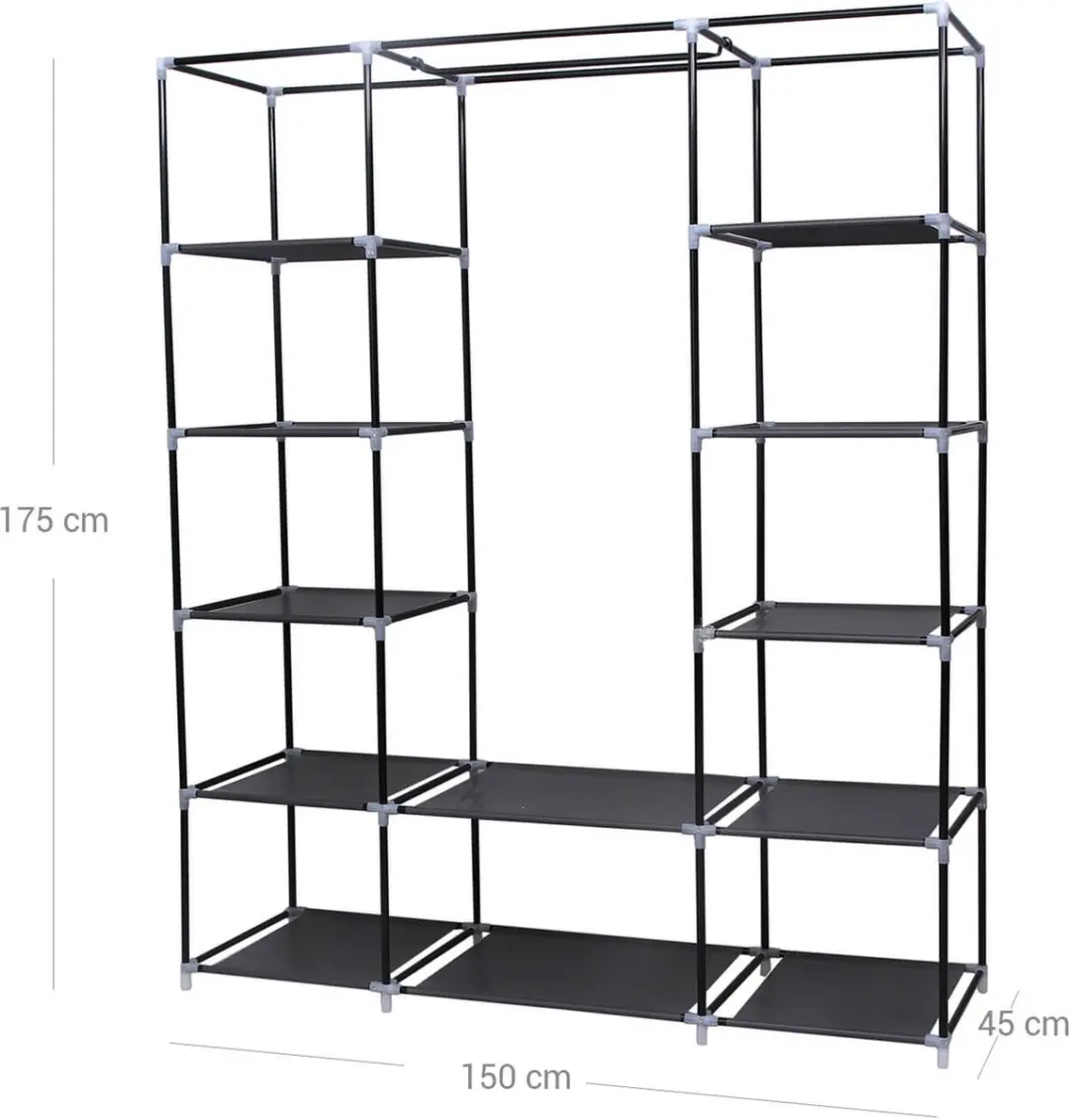 Songmics Kledingkast 175x150cm - Zwart - afbeelding 4 van 5
