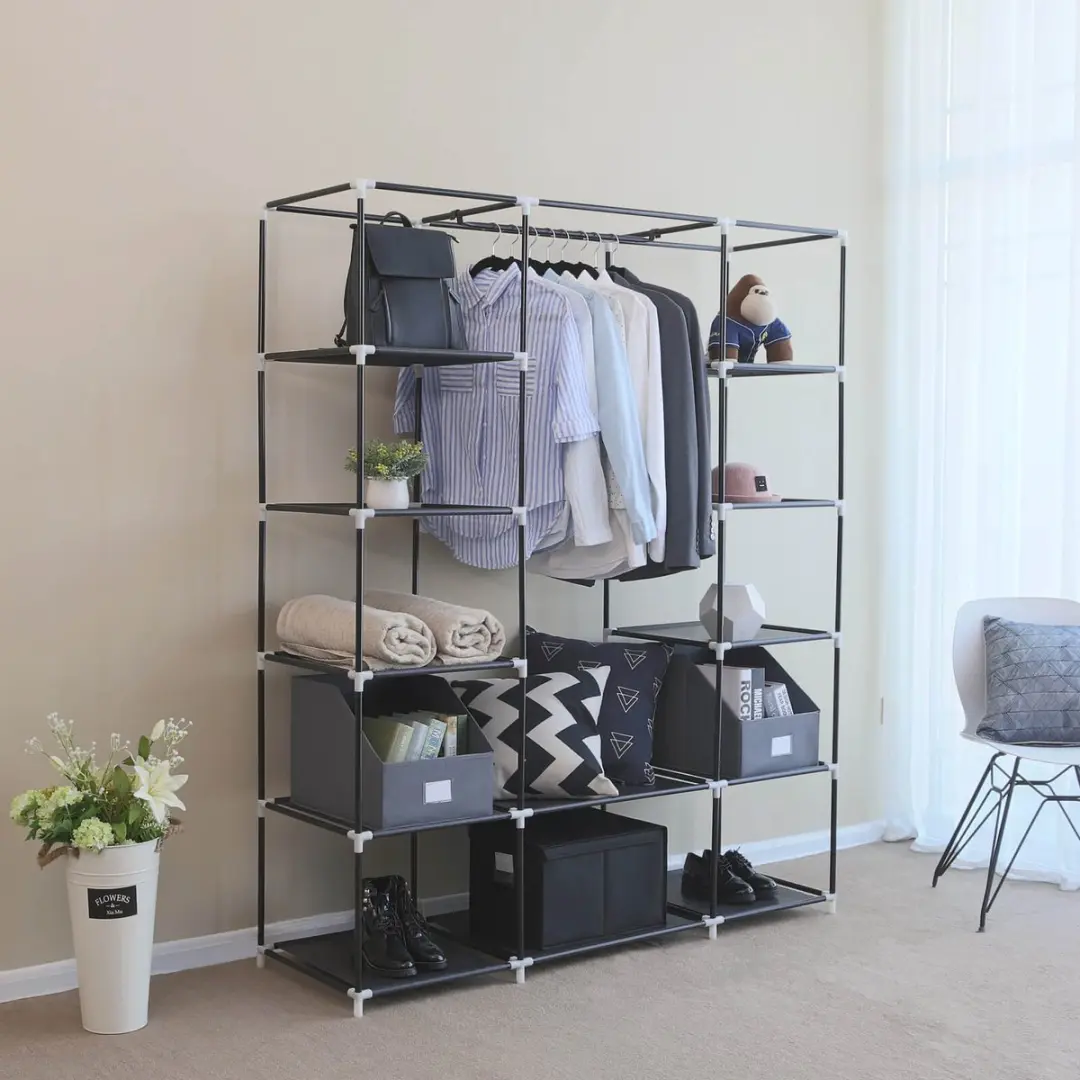 Songmics Kledingkast 175x150cm - Zwart - afbeelding 3 van 5