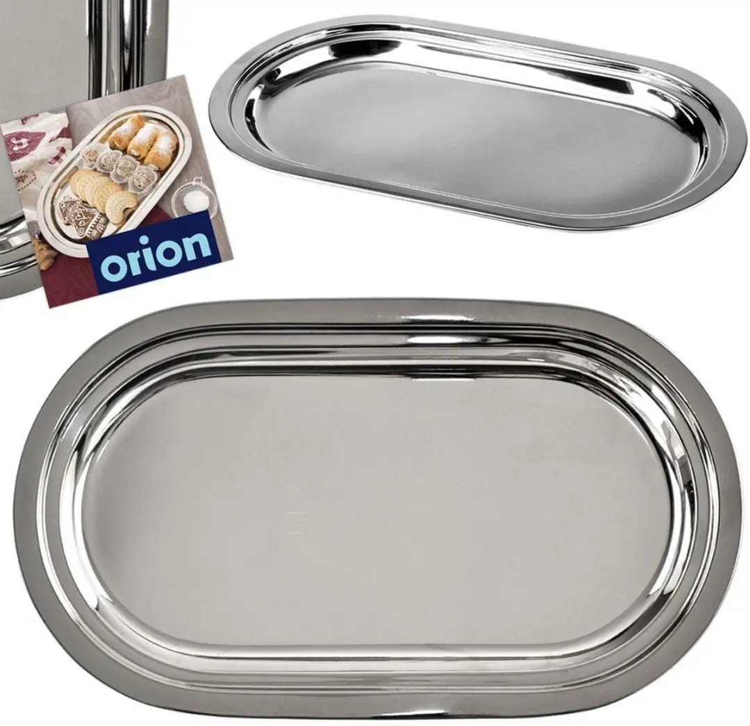 Orion Ovale Stalen Serveerschaal 33,5x19,5cm - Zilver