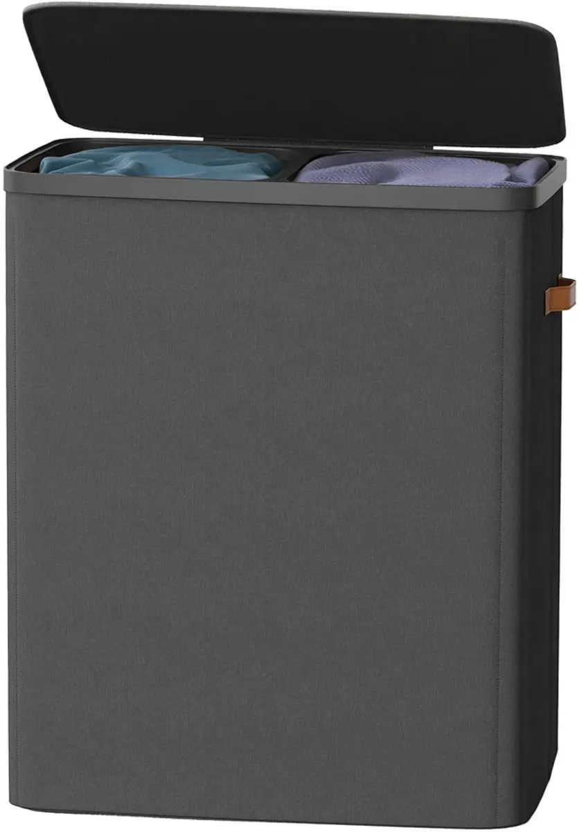 Songmics Wasmand 170L - 2 Compartimenten Zwart - afbeelding 5 van 6