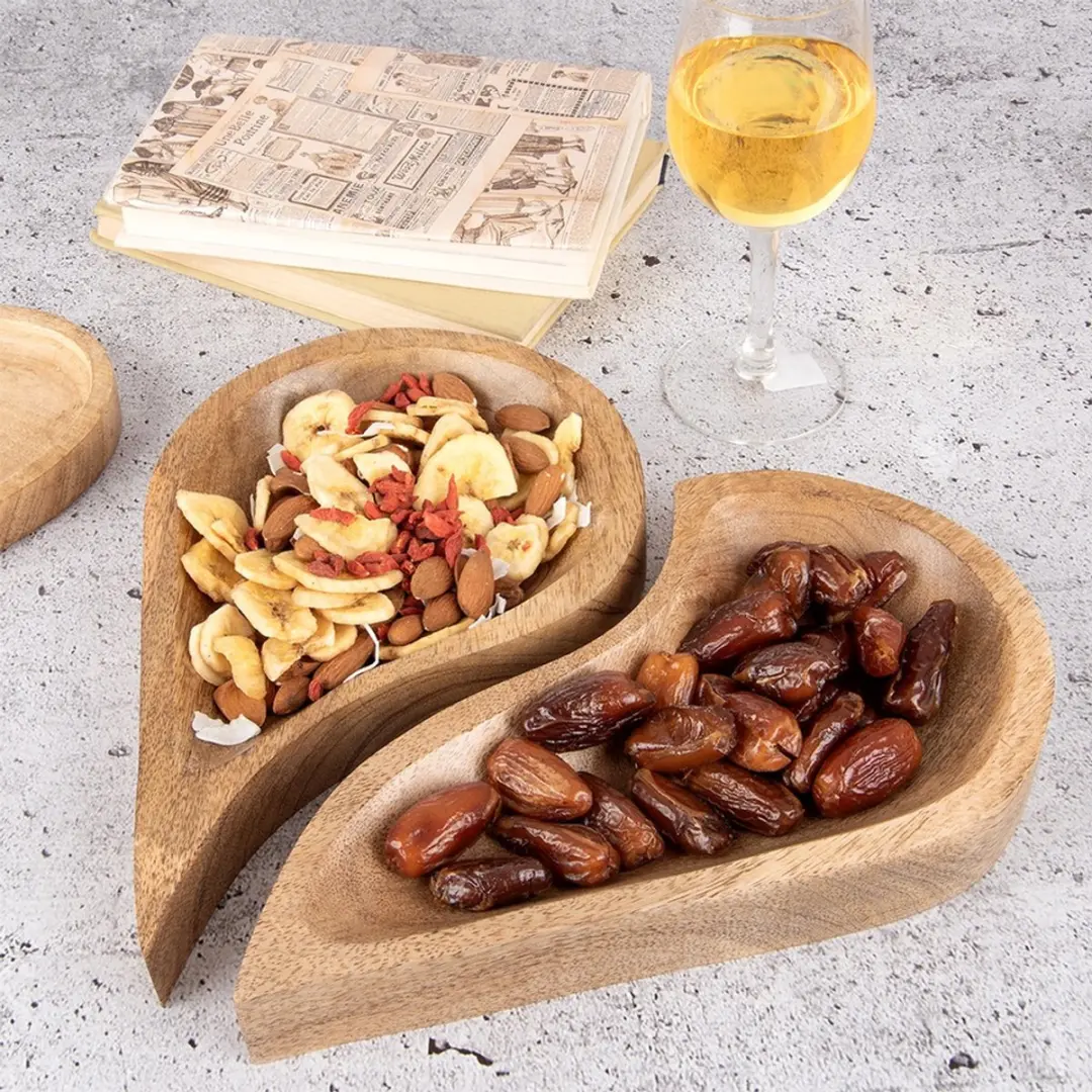 Orion Mango Serie Houten Hartvormige Serveerschalen - 2 Stuks