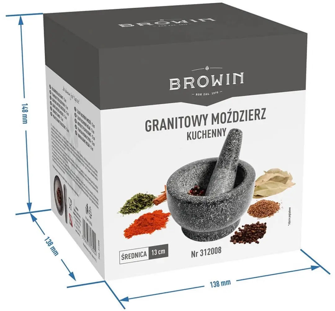 Browin Granieten Mortier 13cm - Grijs