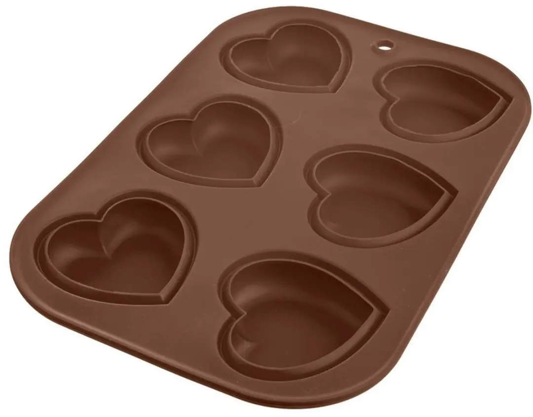 Orion Sillinie Siliconen Muffinvorm Hartvorm - 30x20,5x2,5cm - Bruin - afbeelding 5 van 6