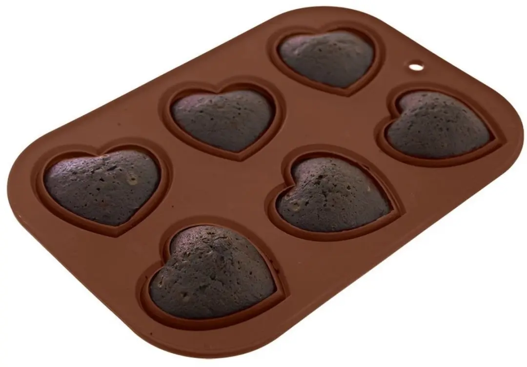 Orion Sillinie Siliconen Muffinvorm Hartvorm - 30x20,5x2,5cm - Bruin - afbeelding 3 van 6