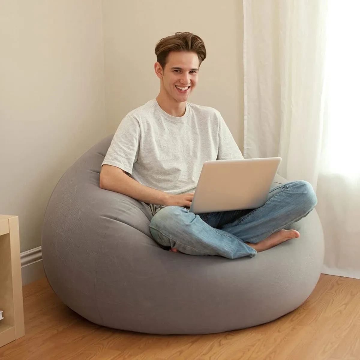Intex Beanless Bag Chair Opblaasbare Stoel 100cm - Grijs - afbeelding 2 van 6